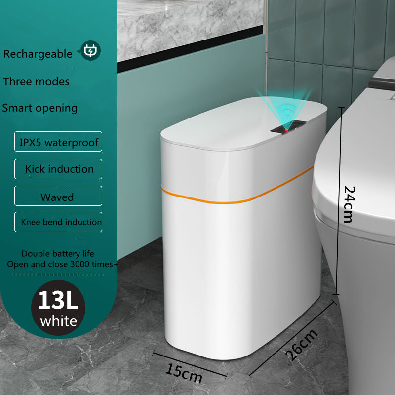 Smart Induction Trash Can – Automatic Sensor Lid, Leak‑Proof, UV & Deodorization