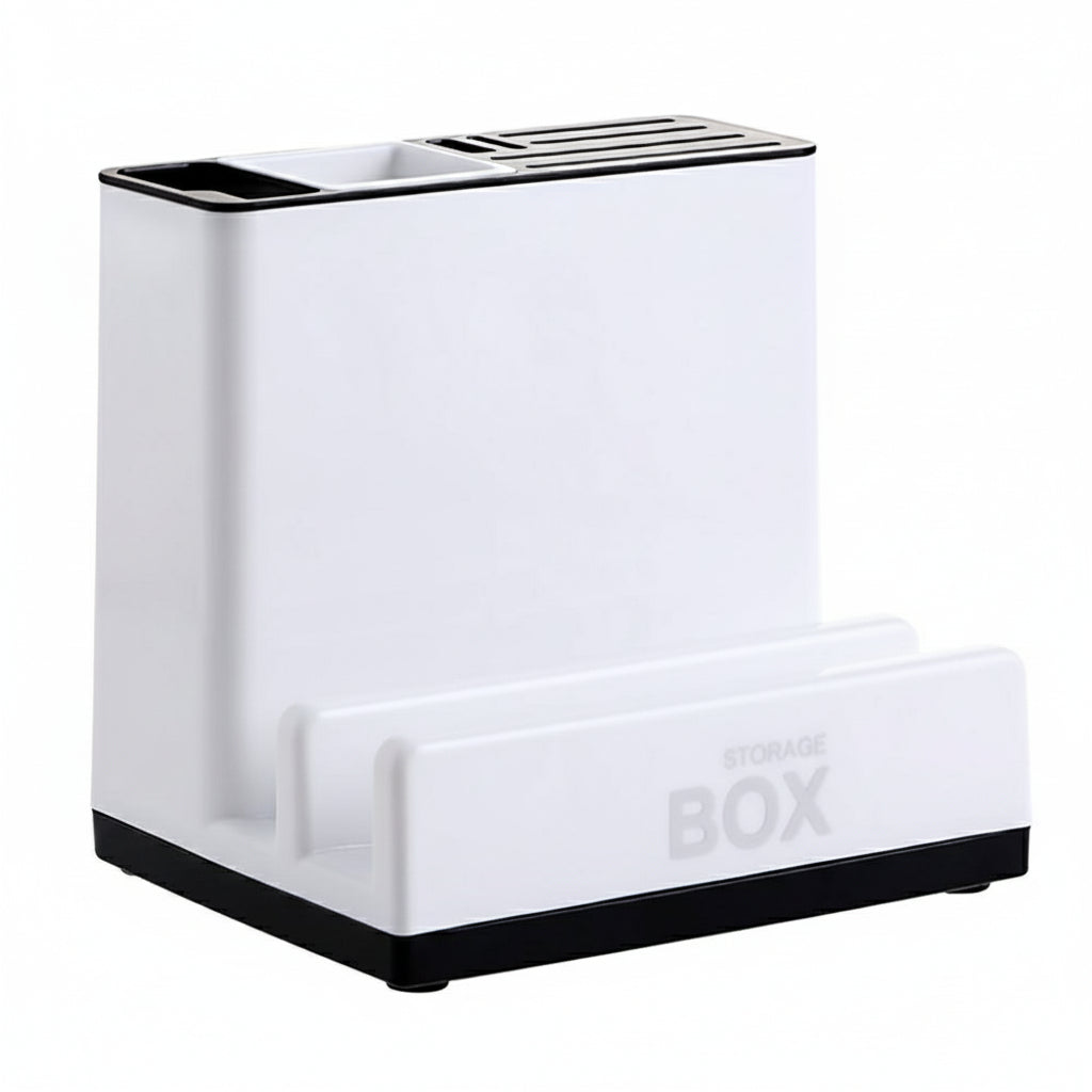 Compact Plastic Kitchen Organizer – Multi-Function Tableware & Knife Storage Rack