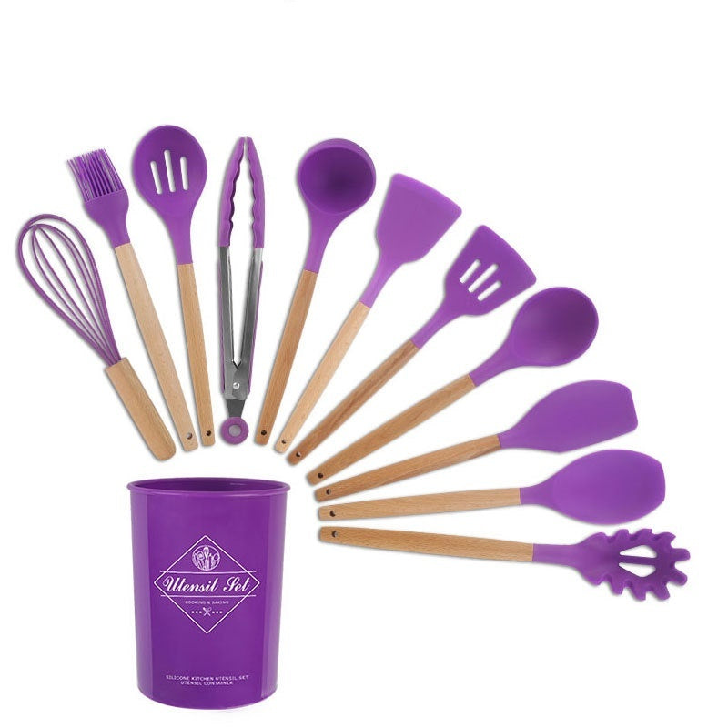 Stylish Silicone Kitchen Utensils Set with Wooden Handles – Non‑Stick Cooking & Baking Tools