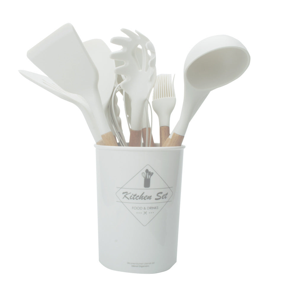 Stylish Silicone Kitchen Utensils Set with Wooden Handles – Non‑Stick Cooking & Baking Tools