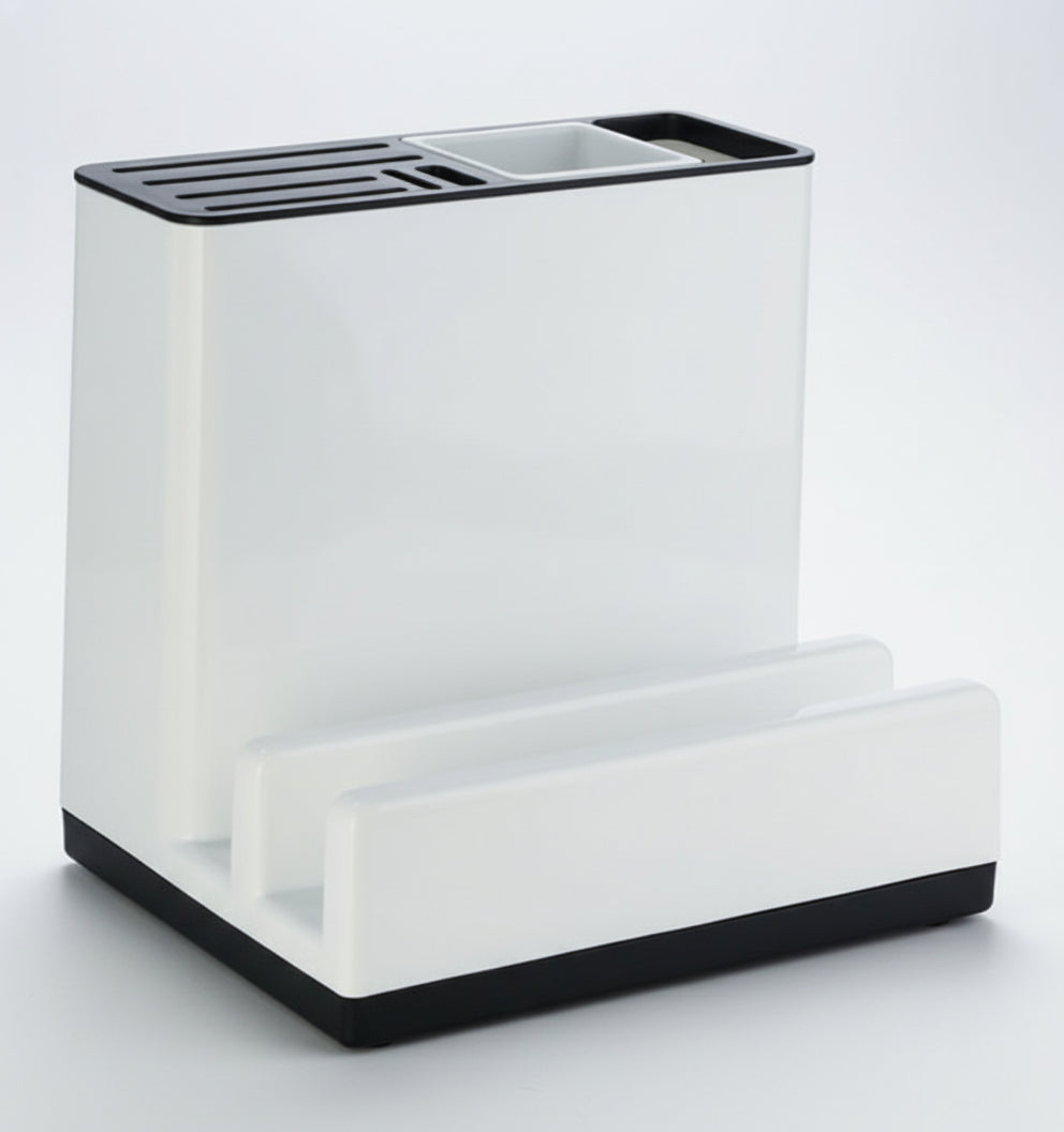 Compact Plastic Kitchen Organizer – Multi-Function Tableware & Knife Storage Rack