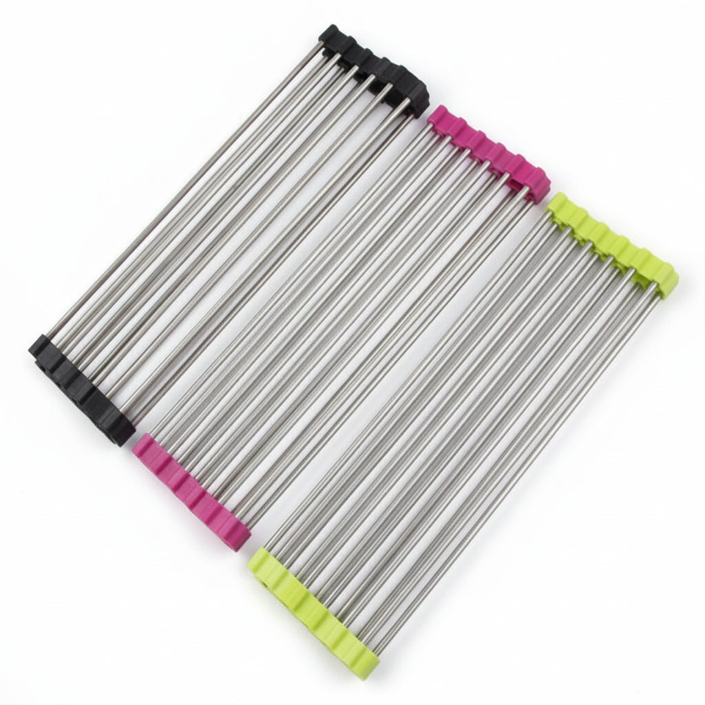 GoFuraaly™ Pro-Fold Stainless Steel Sink Drain Rack | Space-Saving Organiser for Modern Homes