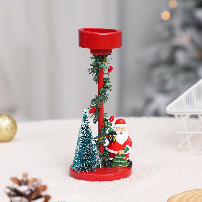 GoFuraaly™ Vintage Resin Christmas Candle Holder | Hand-Painted Centerpiece