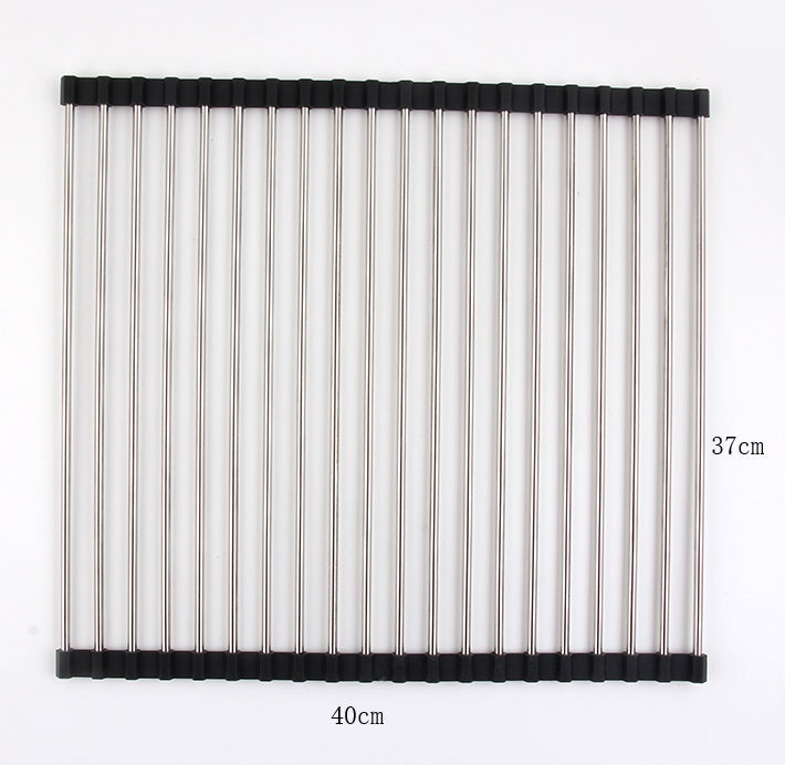 GoFuraaly™ Pro-Fold Stainless Steel Sink Drain Rack | Space-Saving Organiser for Modern Homes