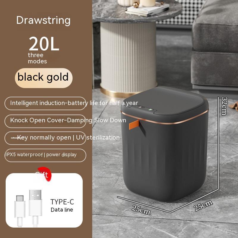 Smart Induction Trash Can – Automatic Sensor Lid, Leak‑Proof, UV & Deodorization