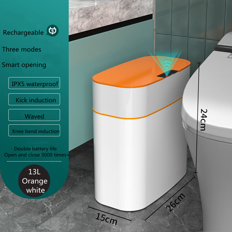 Smart Induction Trash Can – Automatic Sensor Lid, Leak‑Proof, UV & Deodorization
