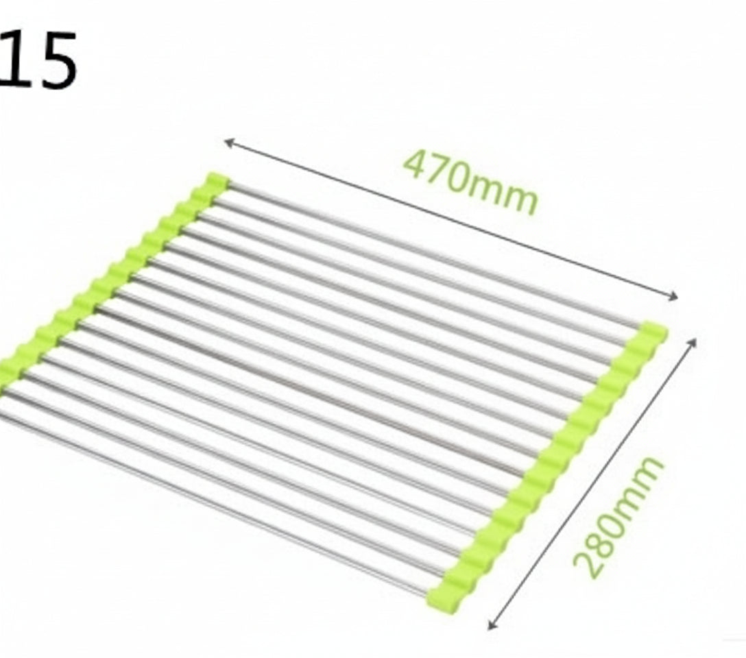 GoFuraaly™ Pro-Fold Stainless Steel Sink Drain Rack | Space-Saving Organiser for Modern Homes