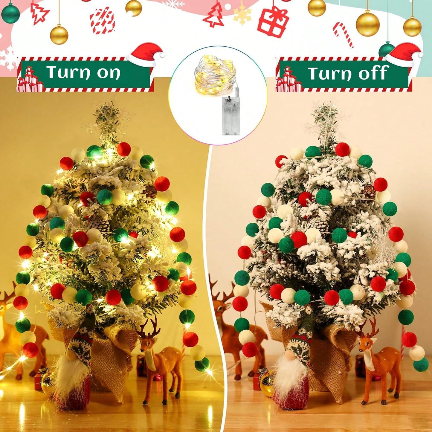 GoFuraaly™ DIY Christmas Pom-Pom Light Kit | 100pc Garland Set