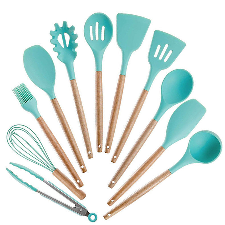 Stylish Silicone Kitchen Utensils Set with Wooden Handles – Non‑Stick Cooking & Baking Tools