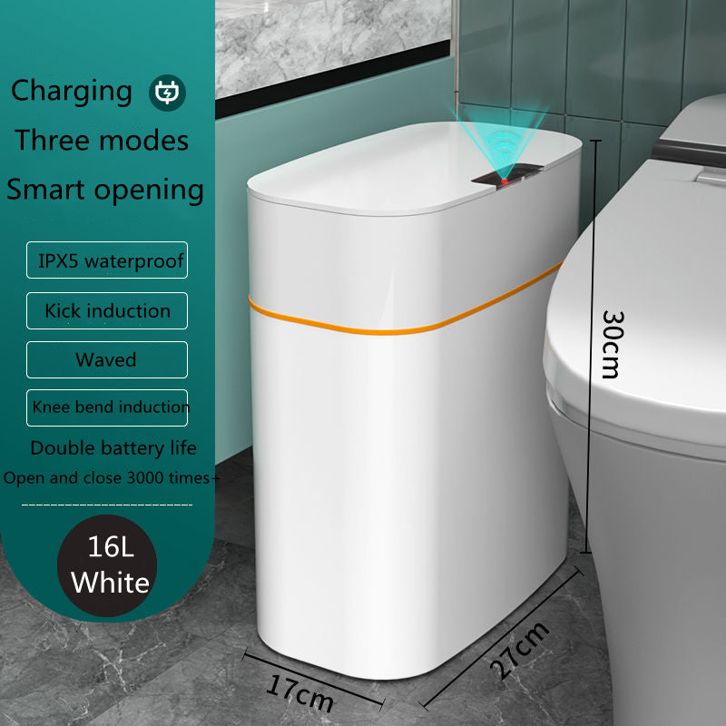 Smart Induction Trash Can – Automatic Sensor Lid, Leak‑Proof, UV & Deodorization