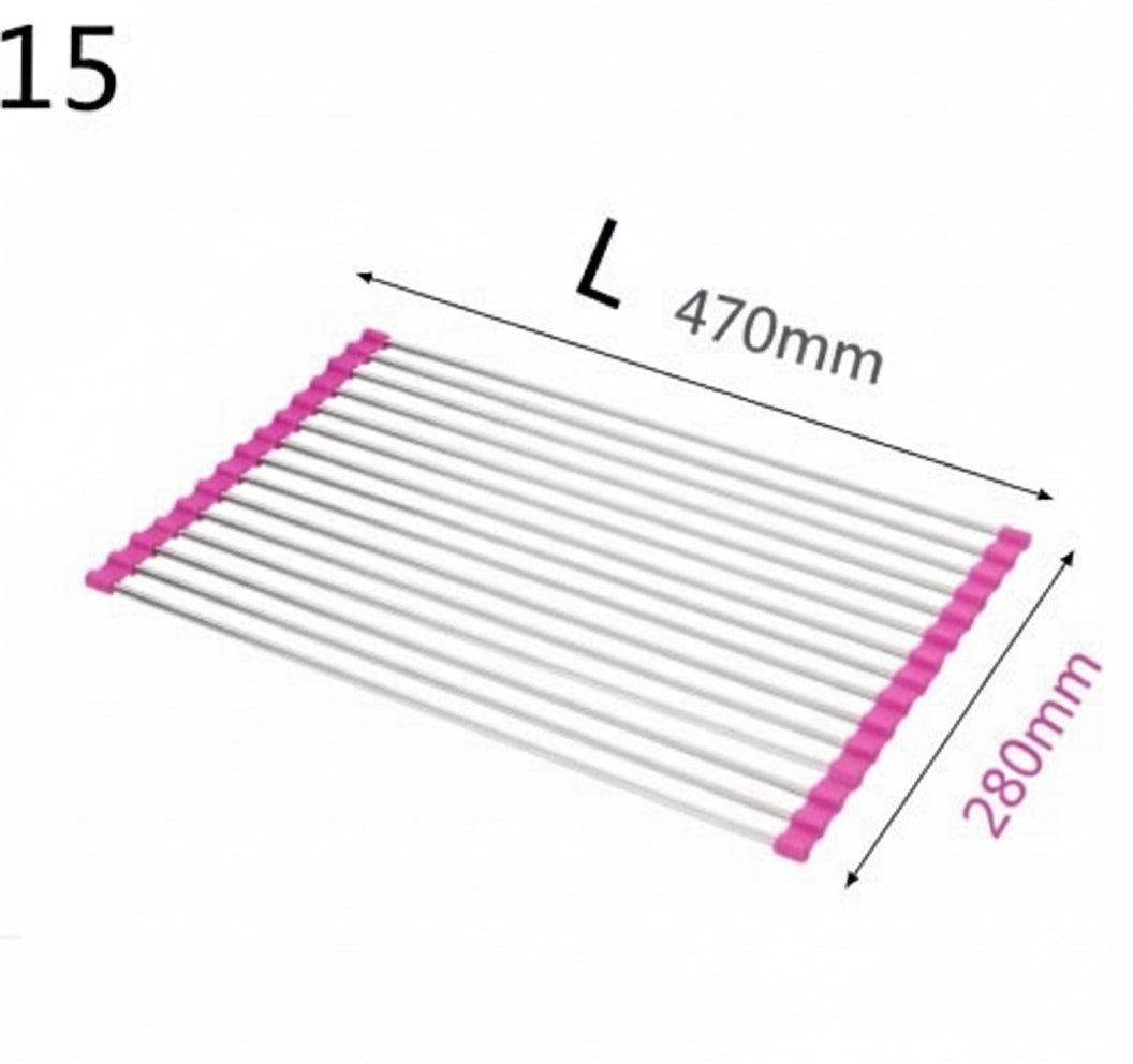 GoFuraaly™ Pro-Fold Stainless Steel Sink Drain Rack | Space-Saving Organiser for Modern Homes