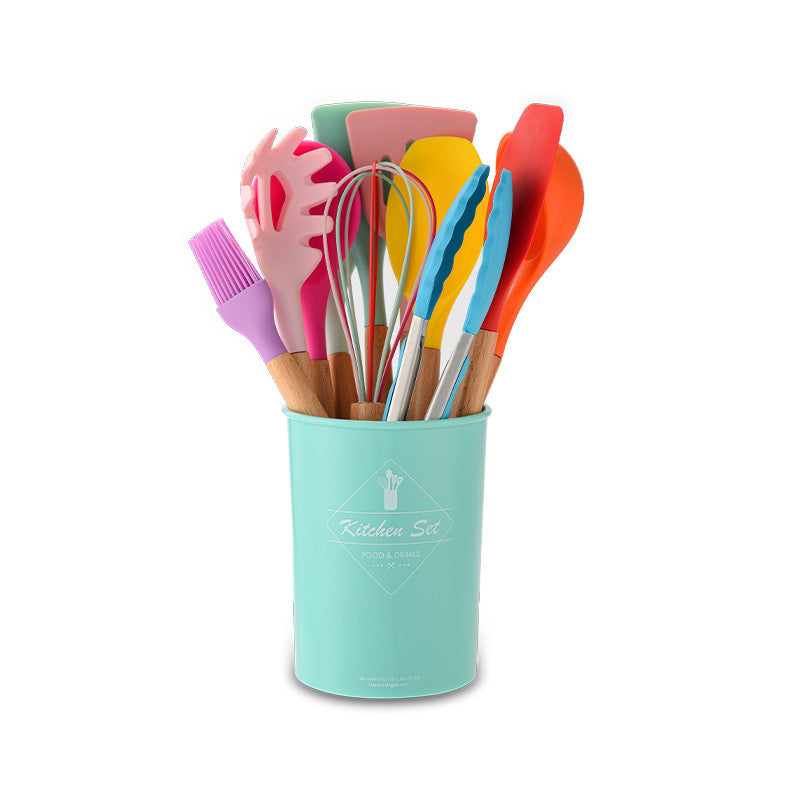 Stylish Silicone Kitchen Utensils Set with Wooden Handles – Non‑Stick Cooking & Baking Tools