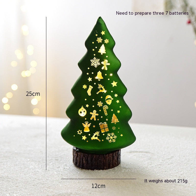 GoFuraaly™ Luminous Glass Christmas Display — LED Light-Up Holiday Table Decoration