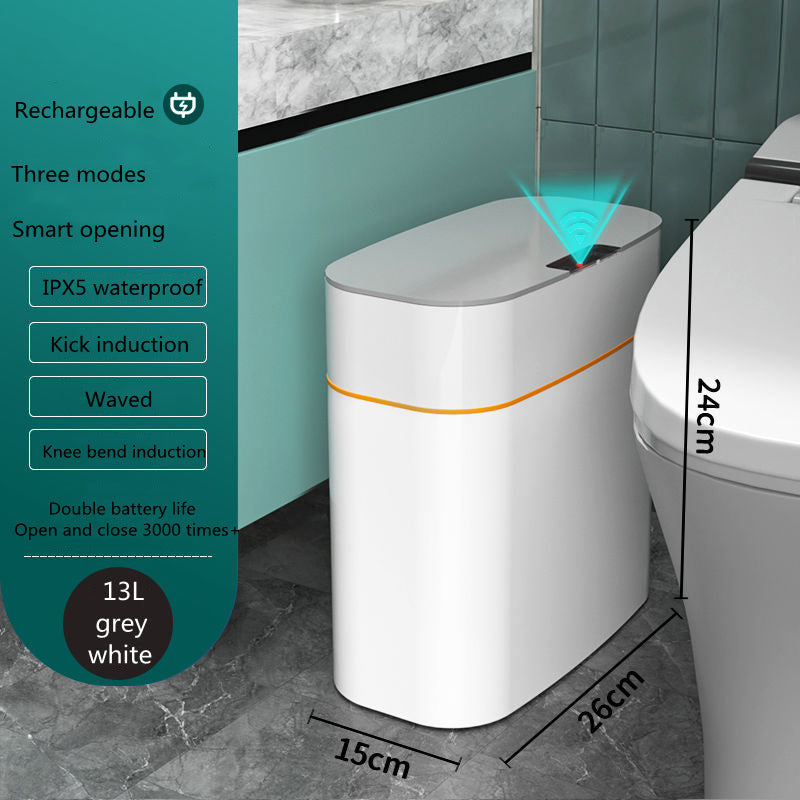 Smart Induction Trash Can – Automatic Sensor Lid, Leak‑Proof, UV & Deodorization