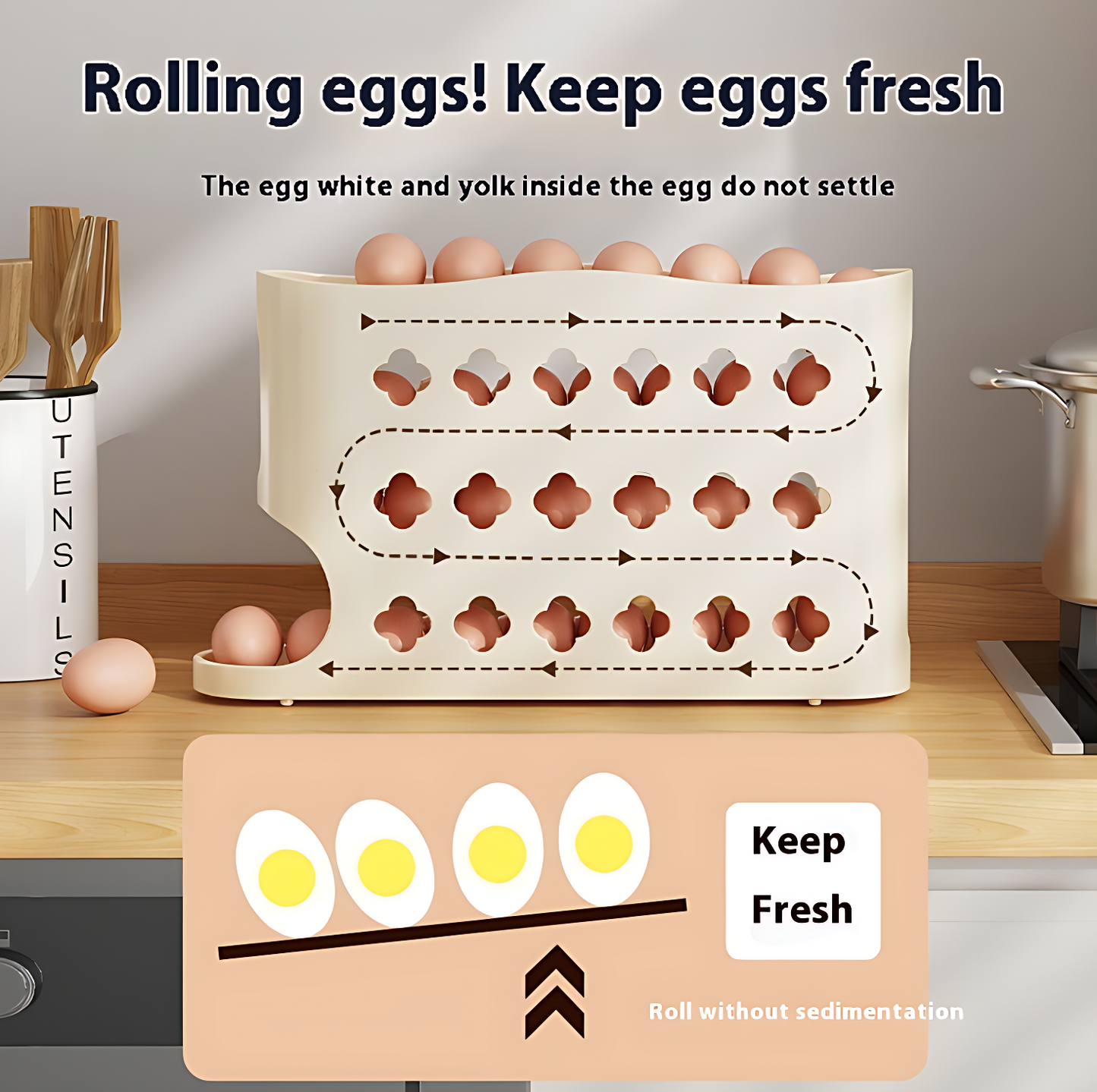 GoFuraaly™ Automatic Rolling Egg Dispenser & Fridge Organizer