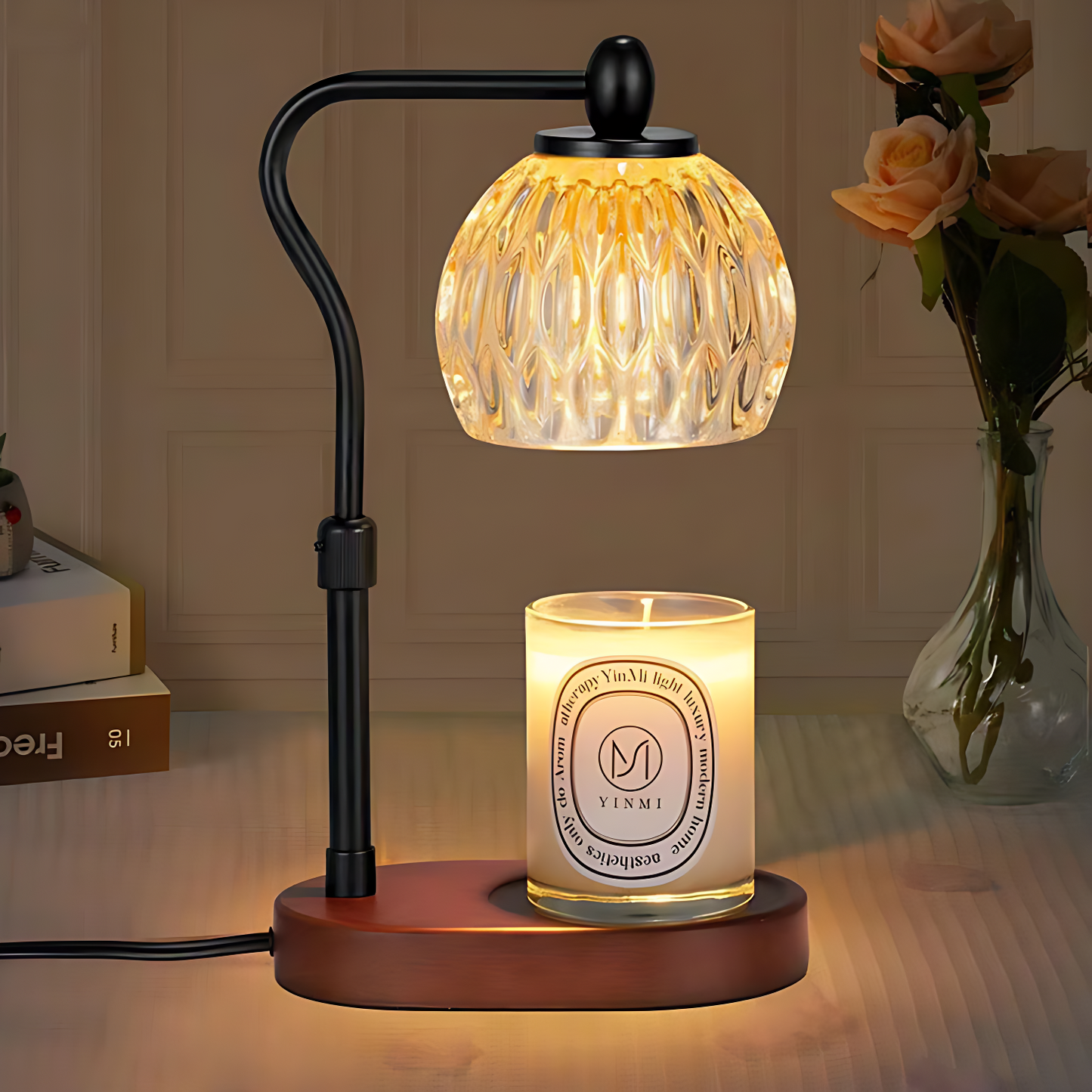 GoFuraaly™ Luxury Adjustable Crystal Glass Candle Warmer Lamp