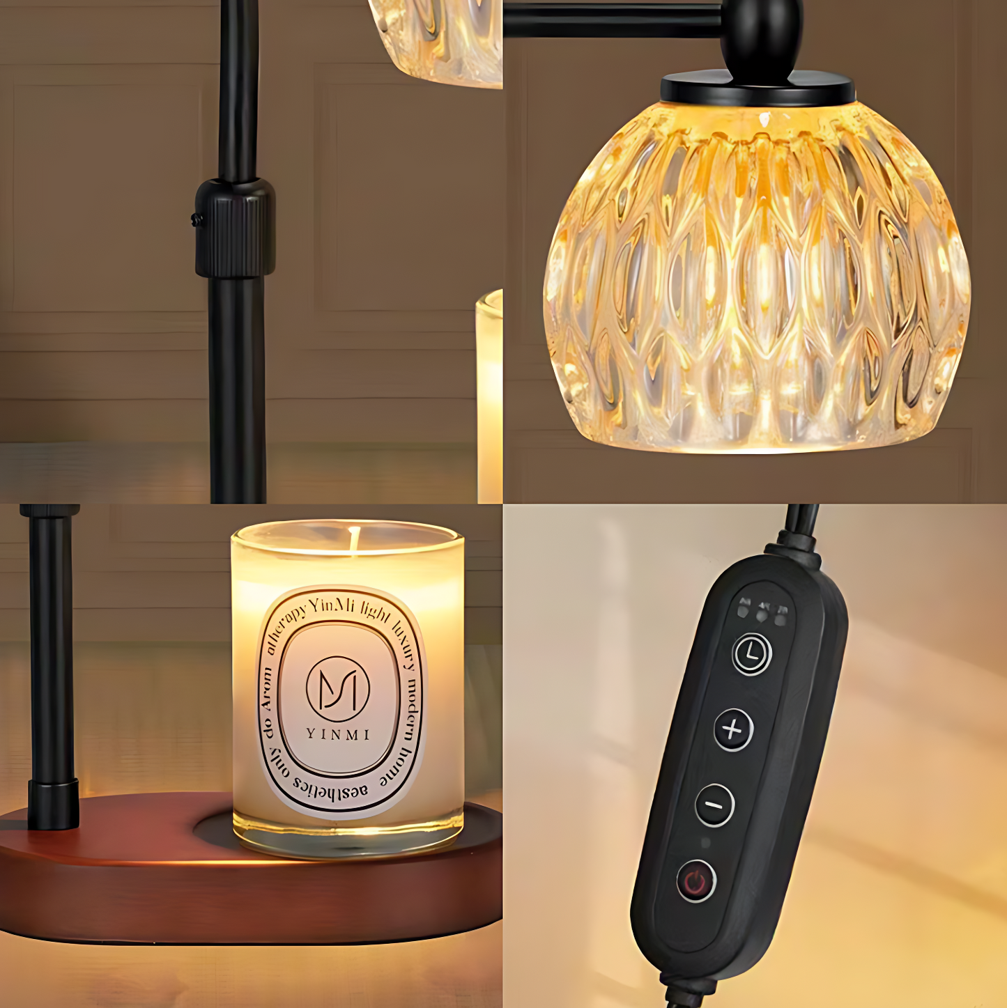 GoFuraaly™ Luxury Adjustable Crystal Glass Candle Warmer Lamp