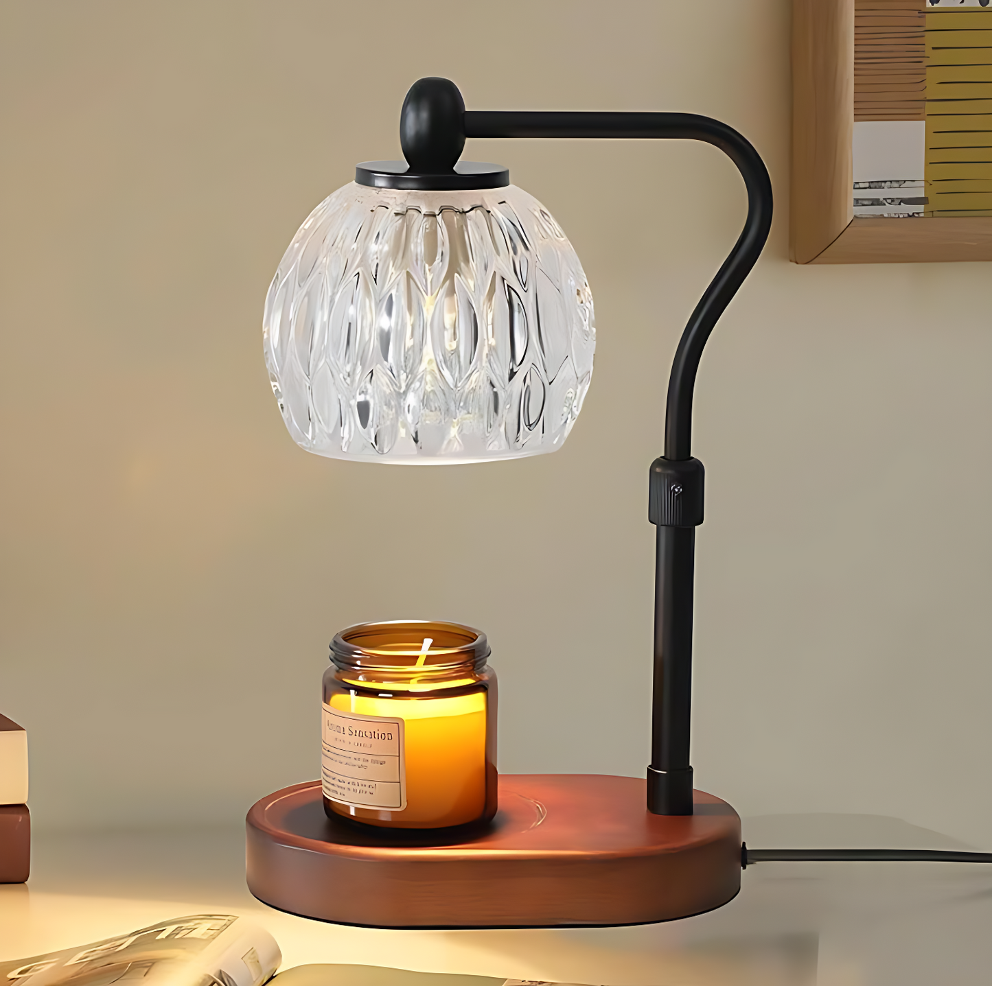 GoFuraaly™ Luxury Adjustable Crystal Glass Candle Warmer Lamp