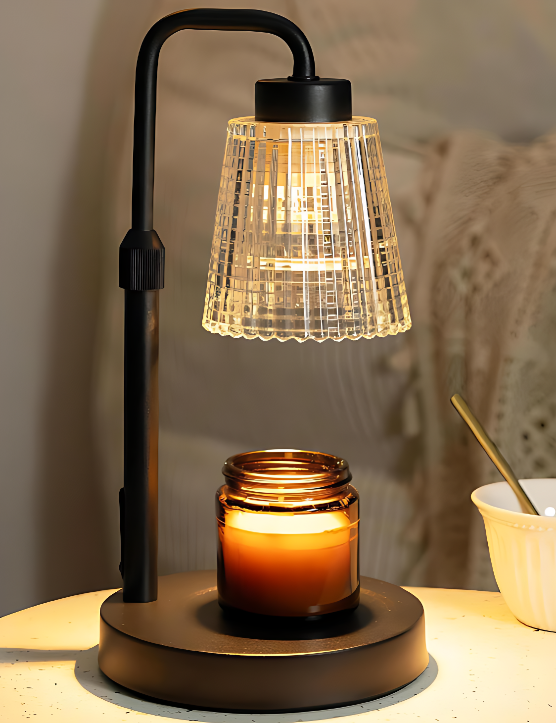 GoFuraaly™ Luxury Adjustable Crystal Glass Candle Warmer Lamp