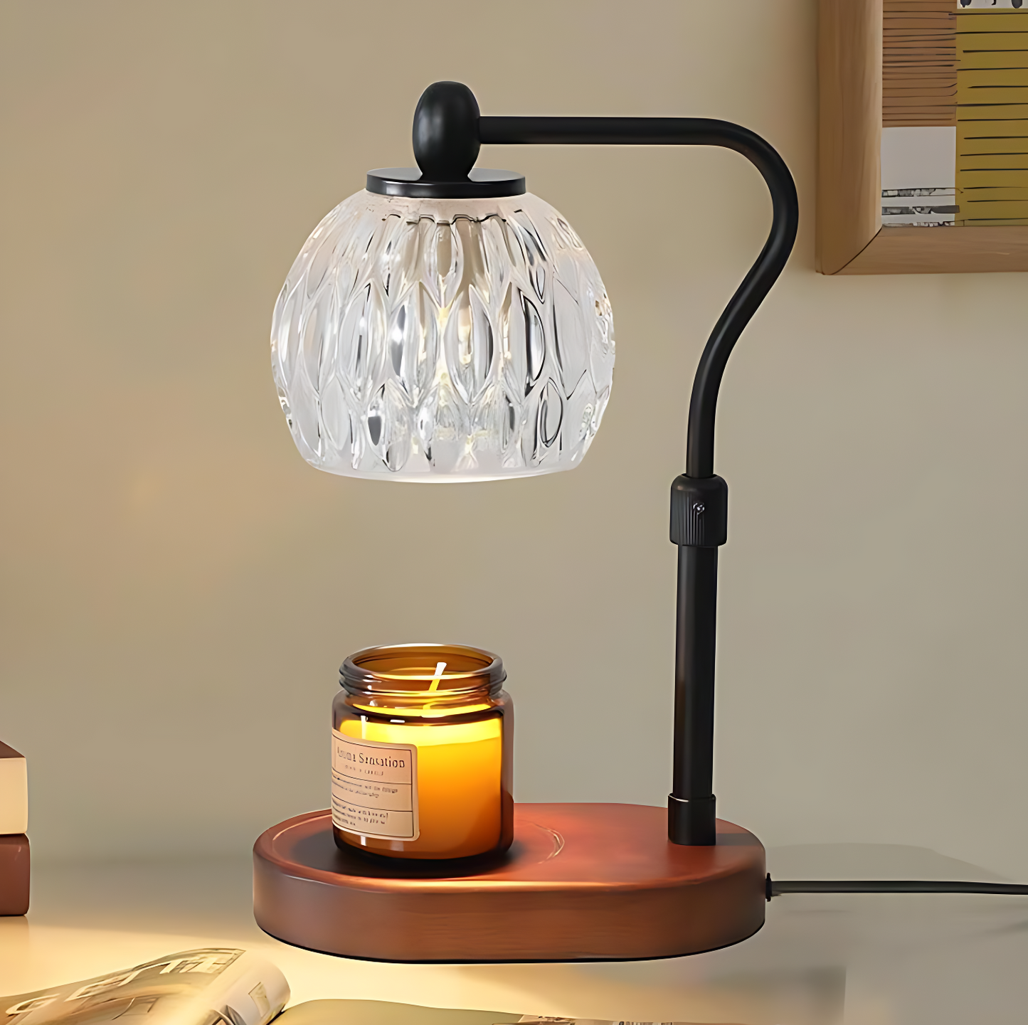 GoFuraaly™ Luxury Adjustable Crystal Glass Candle Warmer Lamp