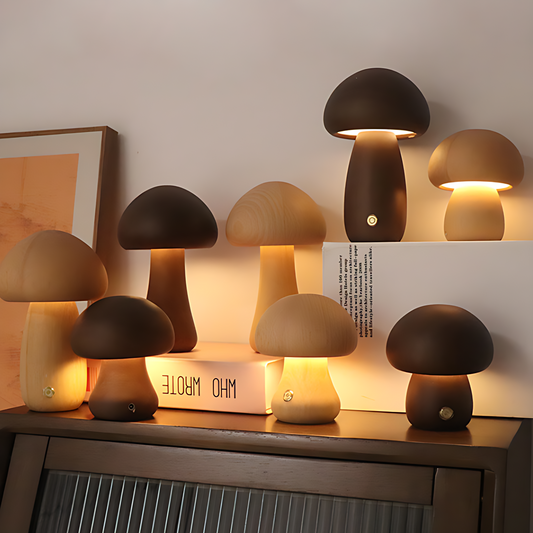 GoFuraaly™ Minimalist Wooden Mushroom Touch Night Light