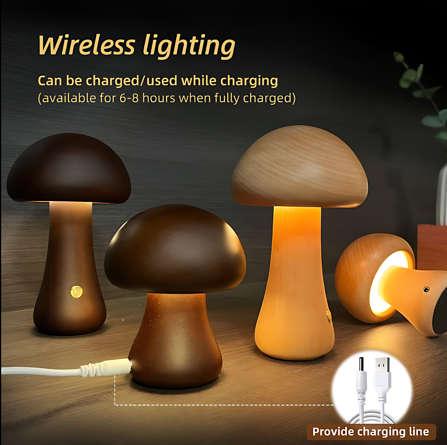 GoFuraaly™ Minimalist Wooden Mushroom Touch Night Light