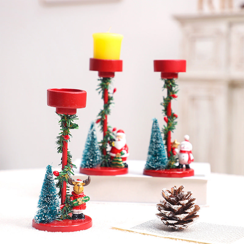 GoFuraaly™ Vintage Resin Christmas Candle Holder | Hand-Painted Centerpiece