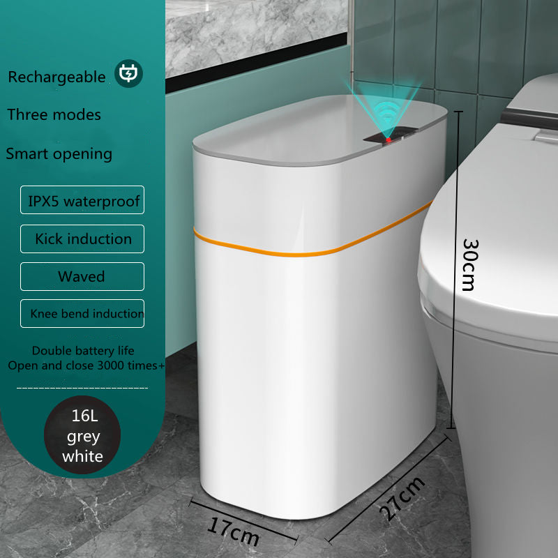 Smart Induction Trash Can – Automatic Sensor Lid, Leak‑Proof, UV & Deodorization