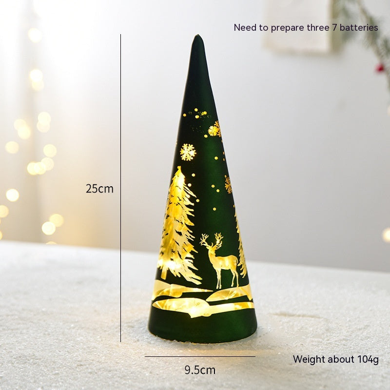 GoFuraaly™ Luminous Glass Christmas Display — LED Light-Up Holiday Table Decoration