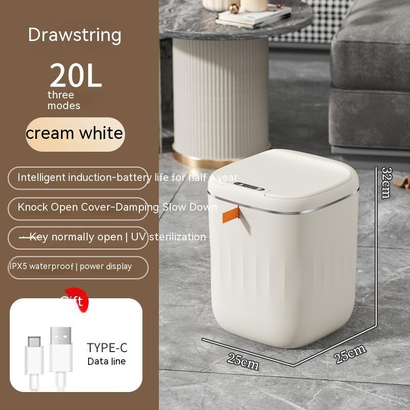 Smart Induction Trash Can – Automatic Sensor Lid, Leak‑Proof, UV & Deodorization