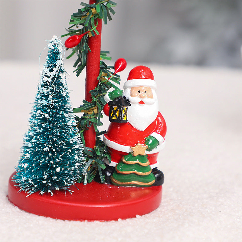 GoFuraaly™ Vintage Resin Christmas Candle Holder | Hand-Painted Centerpiece