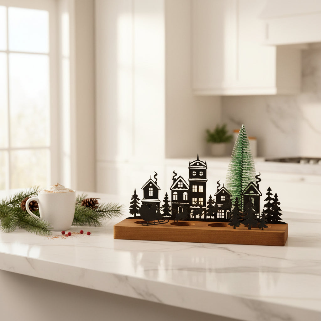 Hearth Tree™ Wrought-Iron Christmas Tree Candle Holder with Wooden Base