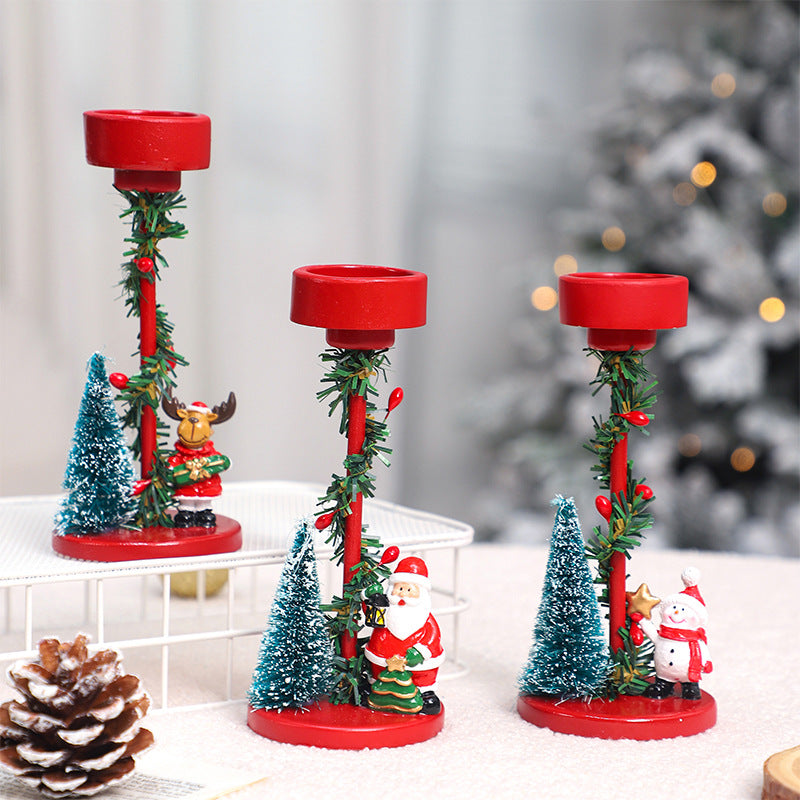 GoFuraaly™ Vintage Resin Christmas Candle Holder | Hand-Painted Centerpiece