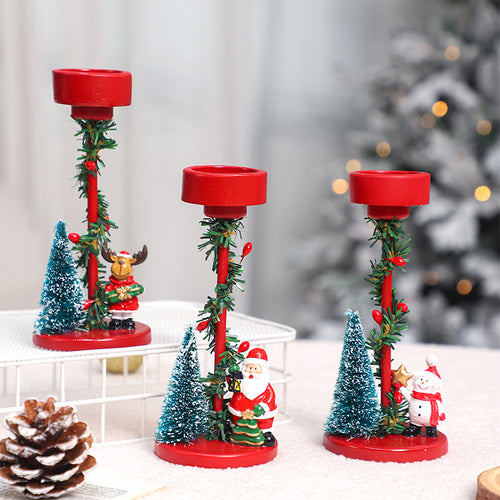 GoFuraaly™ Vintage Resin Christmas Candle Holder | Hand-Painted Centerpiece
