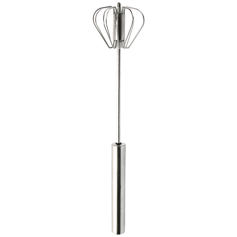 Stainless-Steel Semi-Automatic Hand Whisk – Self-Rotating Egg Beater & Mixer